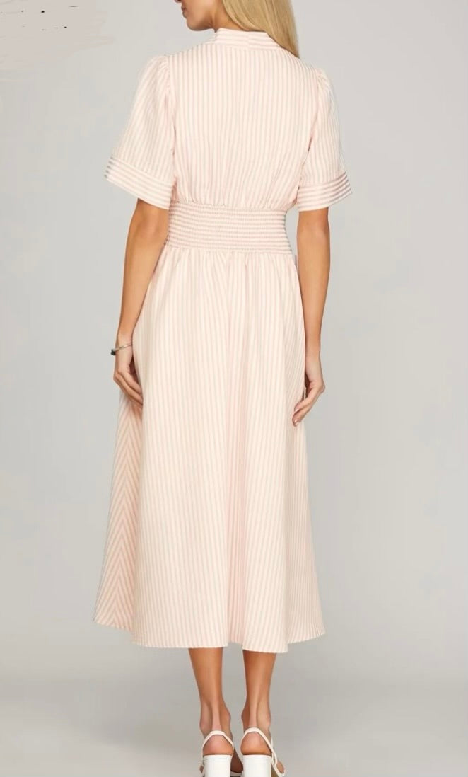 Seersucker Front Zip Dress