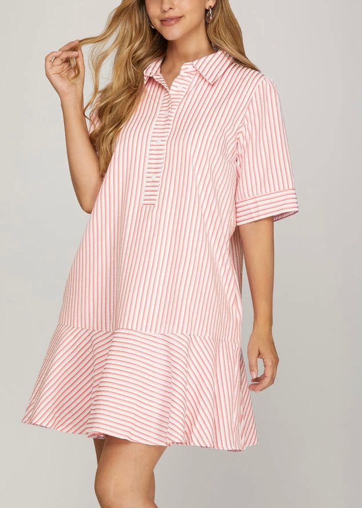 Striped Drop Hem Dress