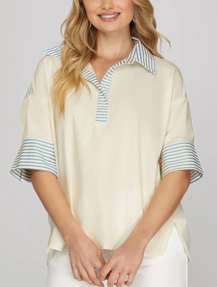 Oversized Contrast Blouse