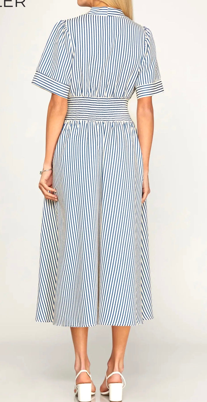 Seersucker Front Zip Dress