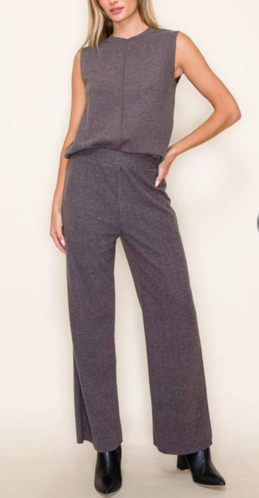 Brushed Ribbed Jersey Pants