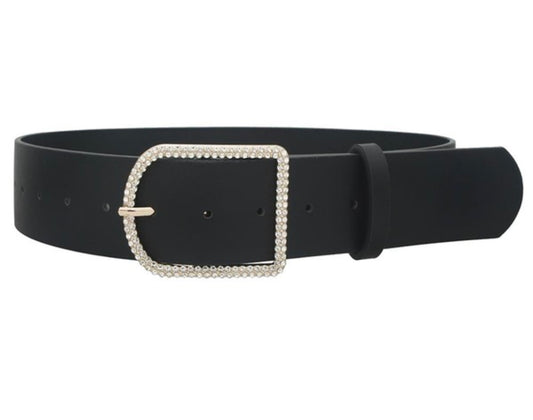 D-Shaped Rhinestone Buckle Belt