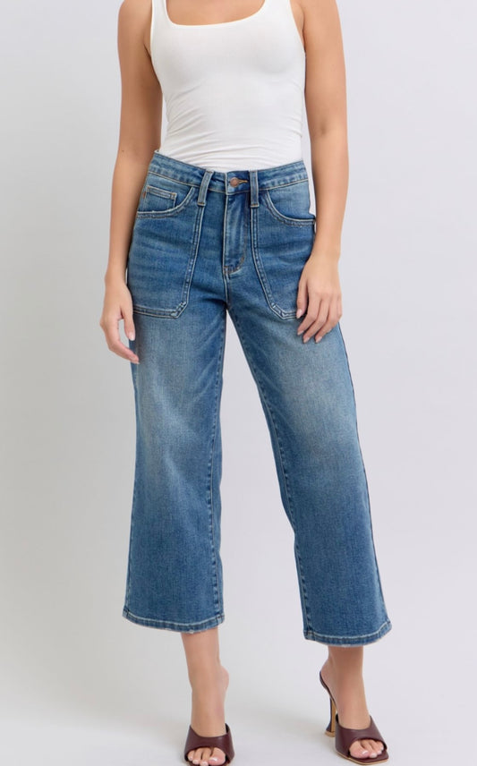 Judy Blue HW Utility Pockets Crop Denim