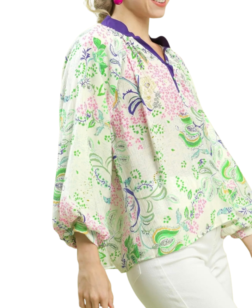 Paisley Contrast Blouse