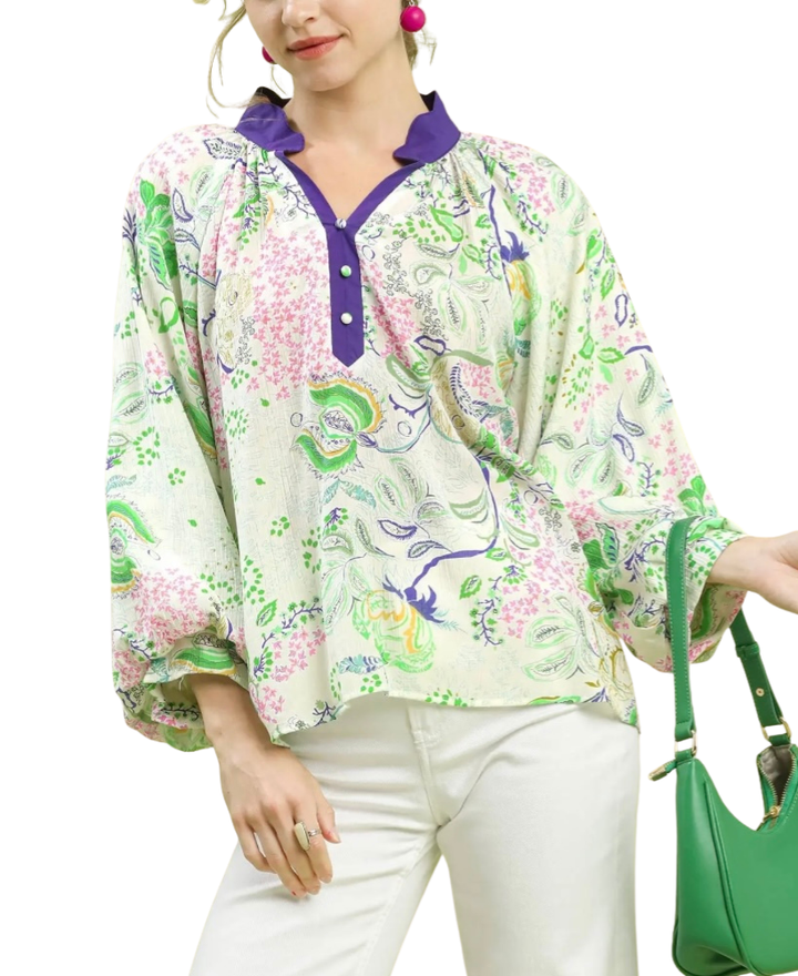 Paisley Contrast Blouse