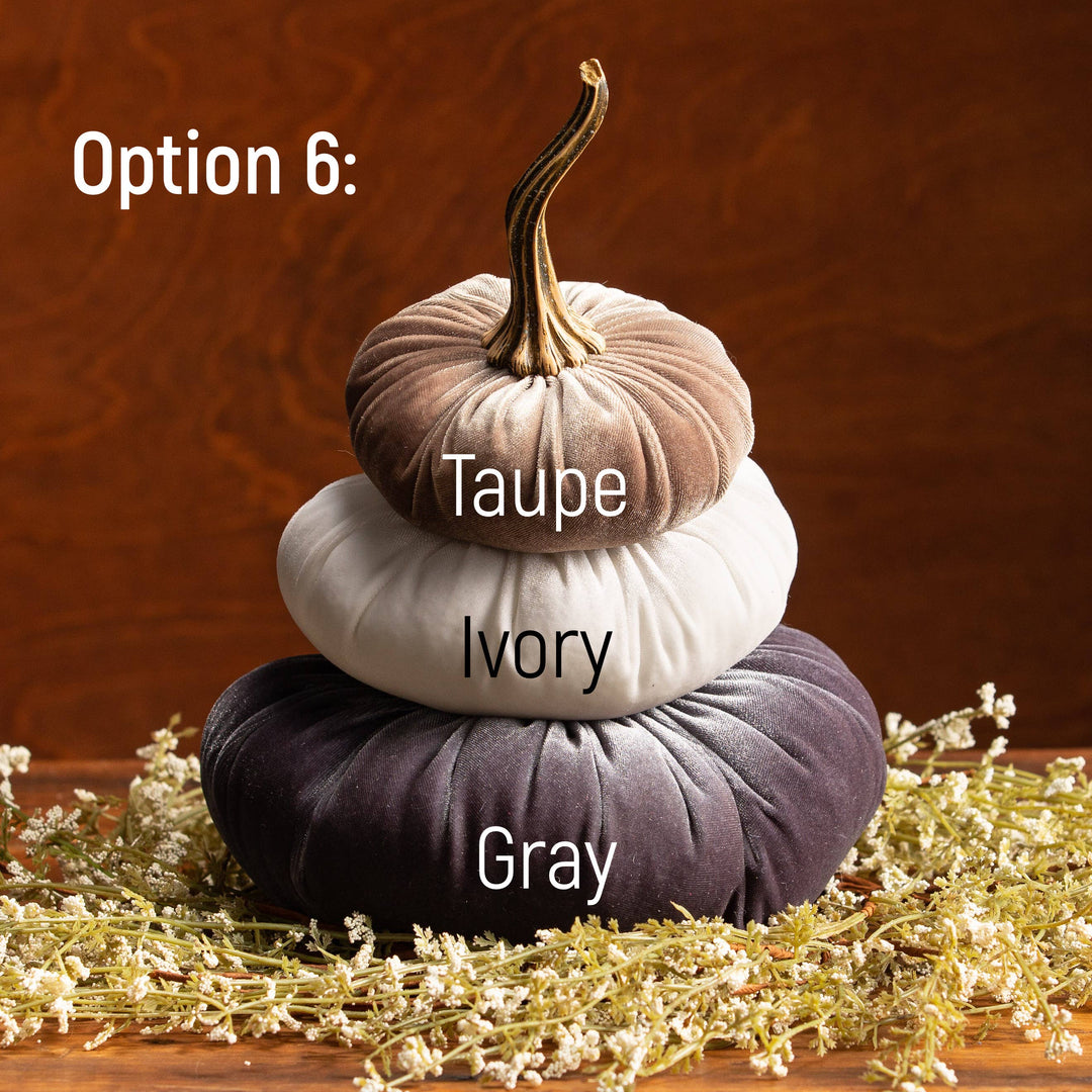 Single &amp; Stacked Velvet Pumpkins