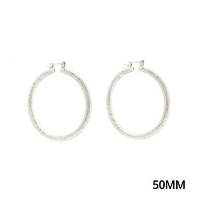 Silver Textured 2" Aluminum Water Resistant Hoop Earring