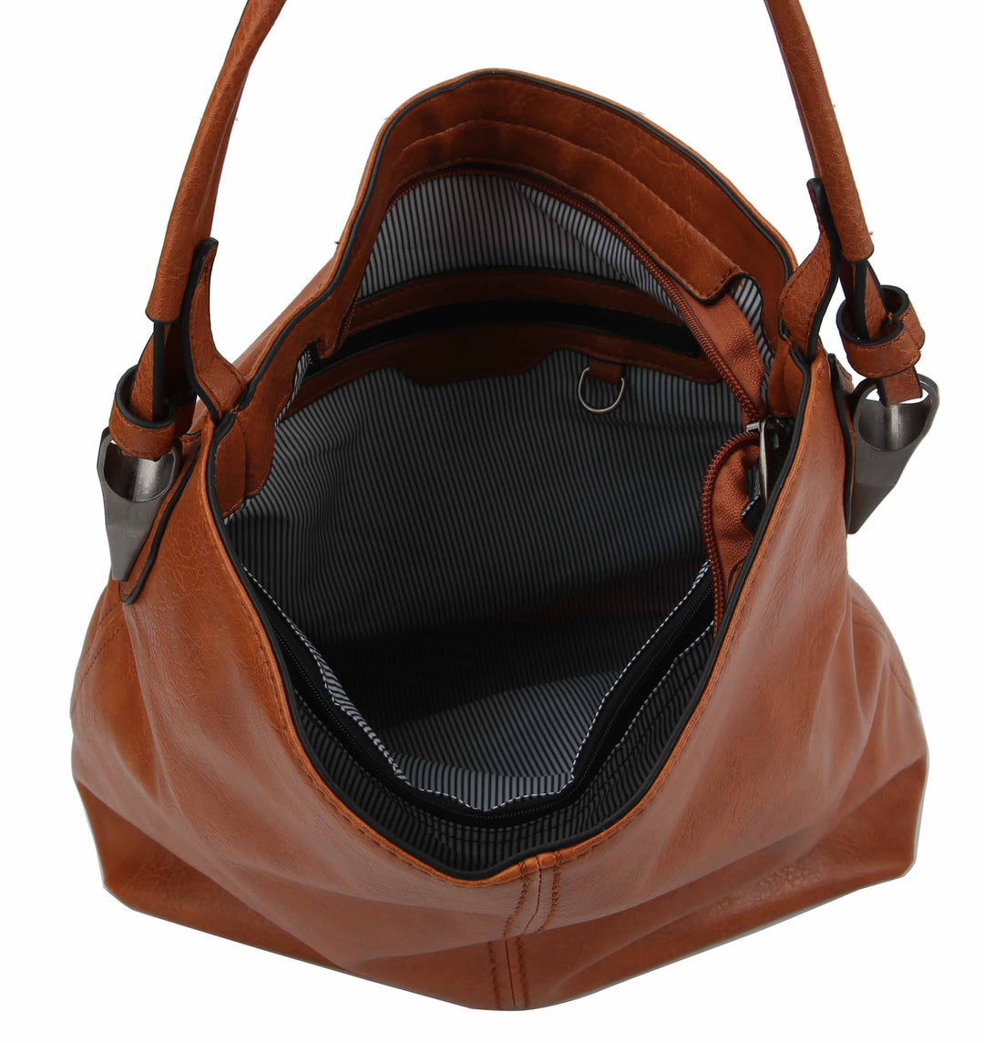 2 Side Metal Accent Hobo Bag