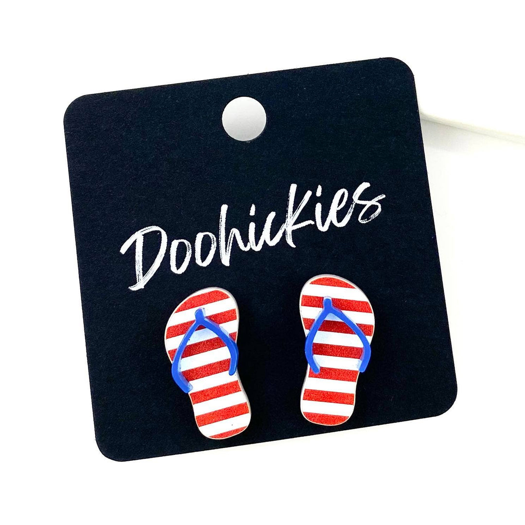 20mm American Flip Flop Studs - Patriotic Earrings