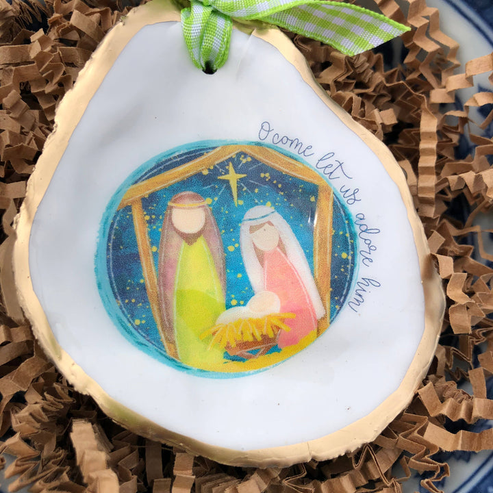 Oyster Ornament | Holy Family Ornament | Nativity Scene