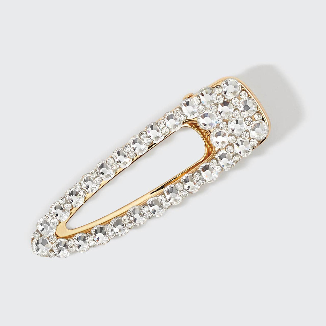 Metal Rhinestone Large Open Shape Hair Clip Gold