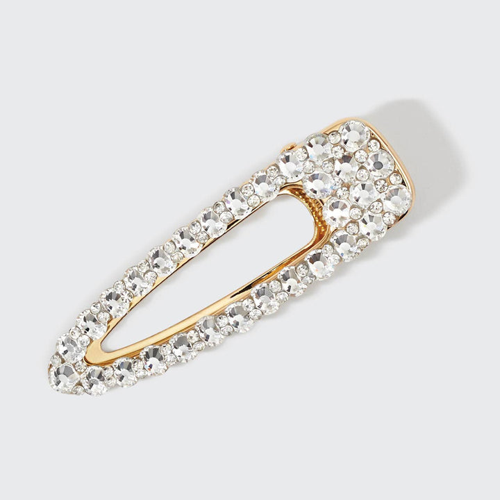 Metal Rhinestone Large Open Shape Hair Clip Gold