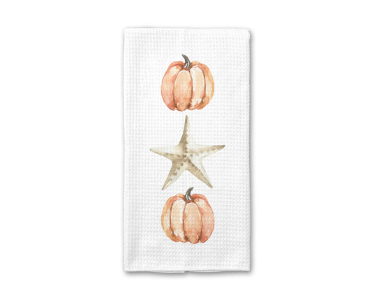 Orange Pumpkins & Starfish Kitchen Towel