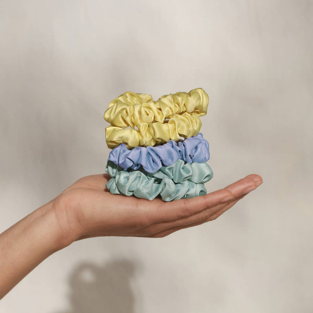 Ruched Satin Scrunchies 5pc Set - Multi-color
