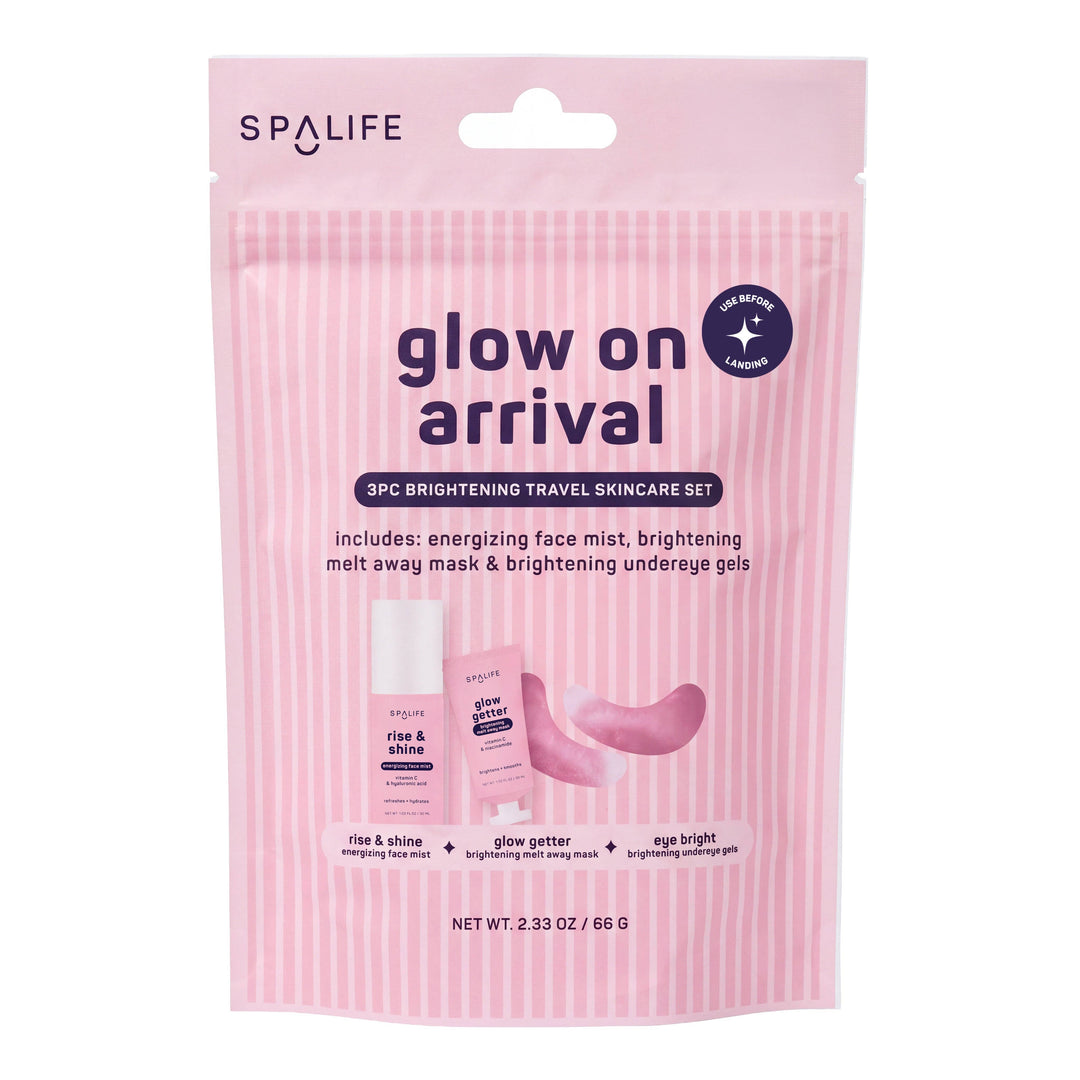 Christmas Holiday Glow On Arrival Brightening Travel Skincare Kit | 3 Piece Gift Set
