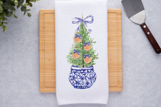 Chinoiserie Christmas Tree Tea Towel