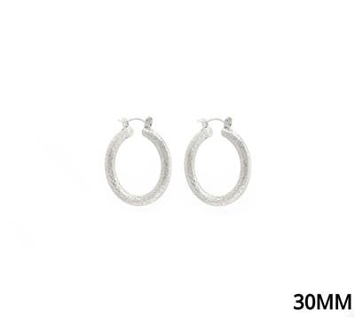 Silver Textured 1.2" Aluminum Water Resistant Hoop Earring