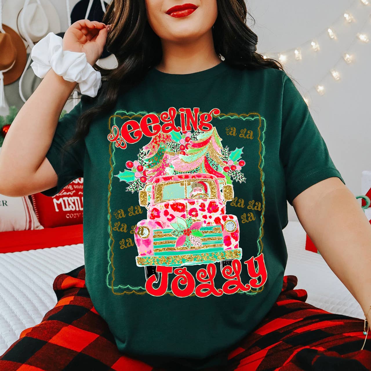 Feeling Jolly Pink Leopard Truck Tee