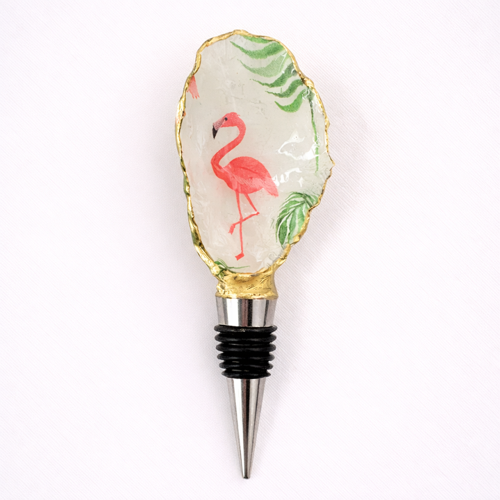 Tropical Flamingo Oyster Shell Wine Stopper