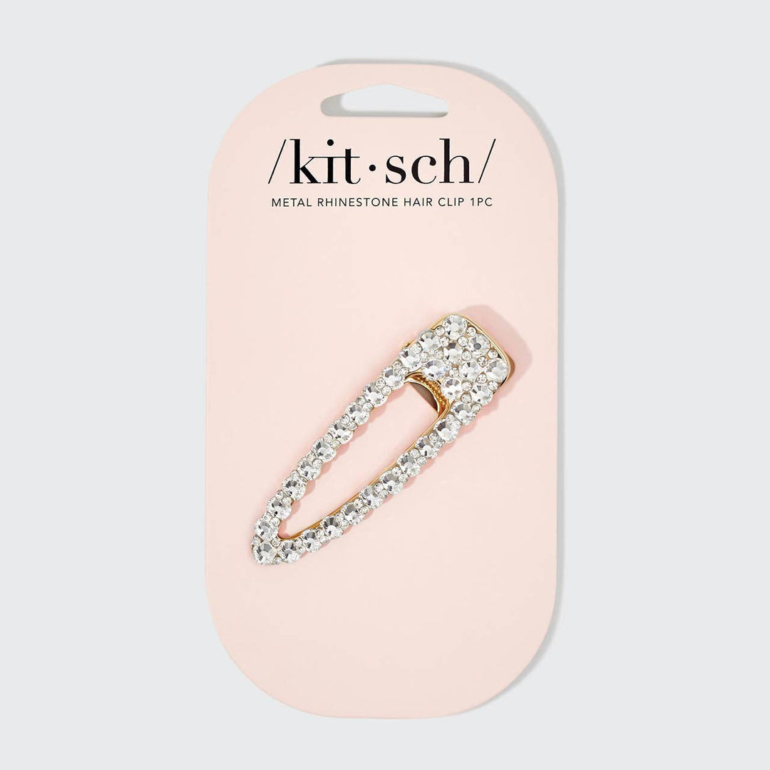 Metal Rhinestone Large Open Shape Hair Clip Gold