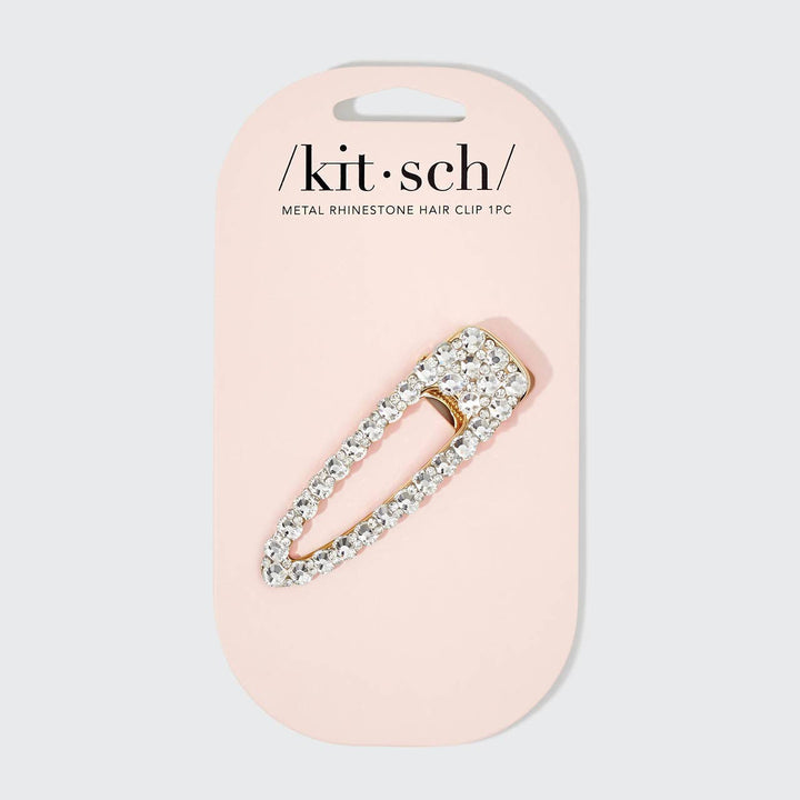 Metal Rhinestone Large Open Shape Hair Clip Gold