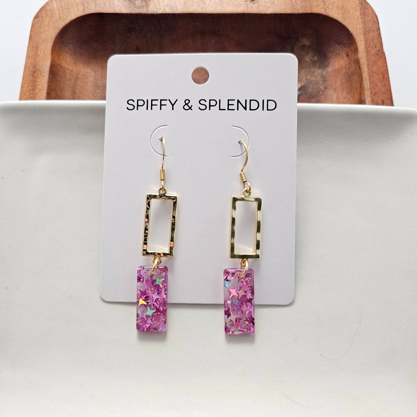 Raya Earrings - Pink Glitter