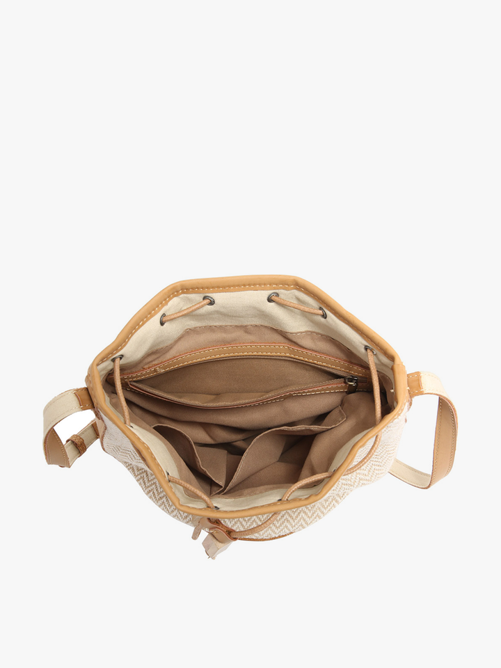 Augusta Woven Bucket Bag w/ Vegan Leather Trim
