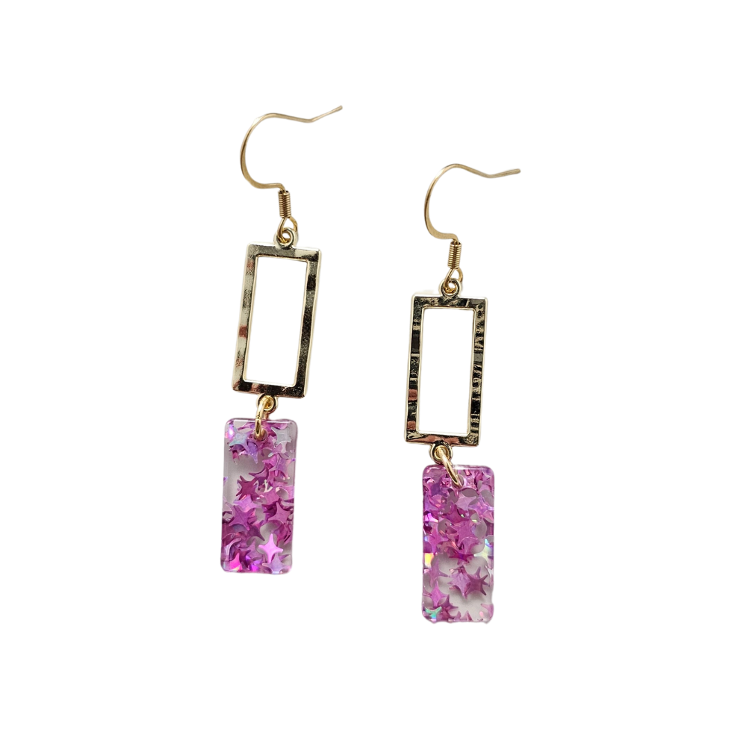 Raya Earrings - Pink Glitter