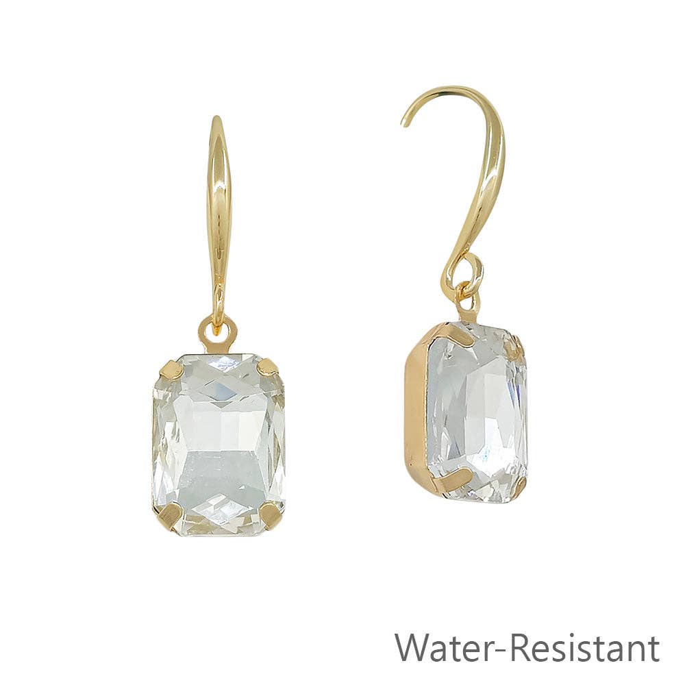 Water Resistant Clear 20MM Rectangle Fishhook Drop Earring