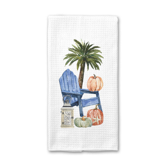 Fall Beach Chair Kitchen Towel, Coastal Fall Beach