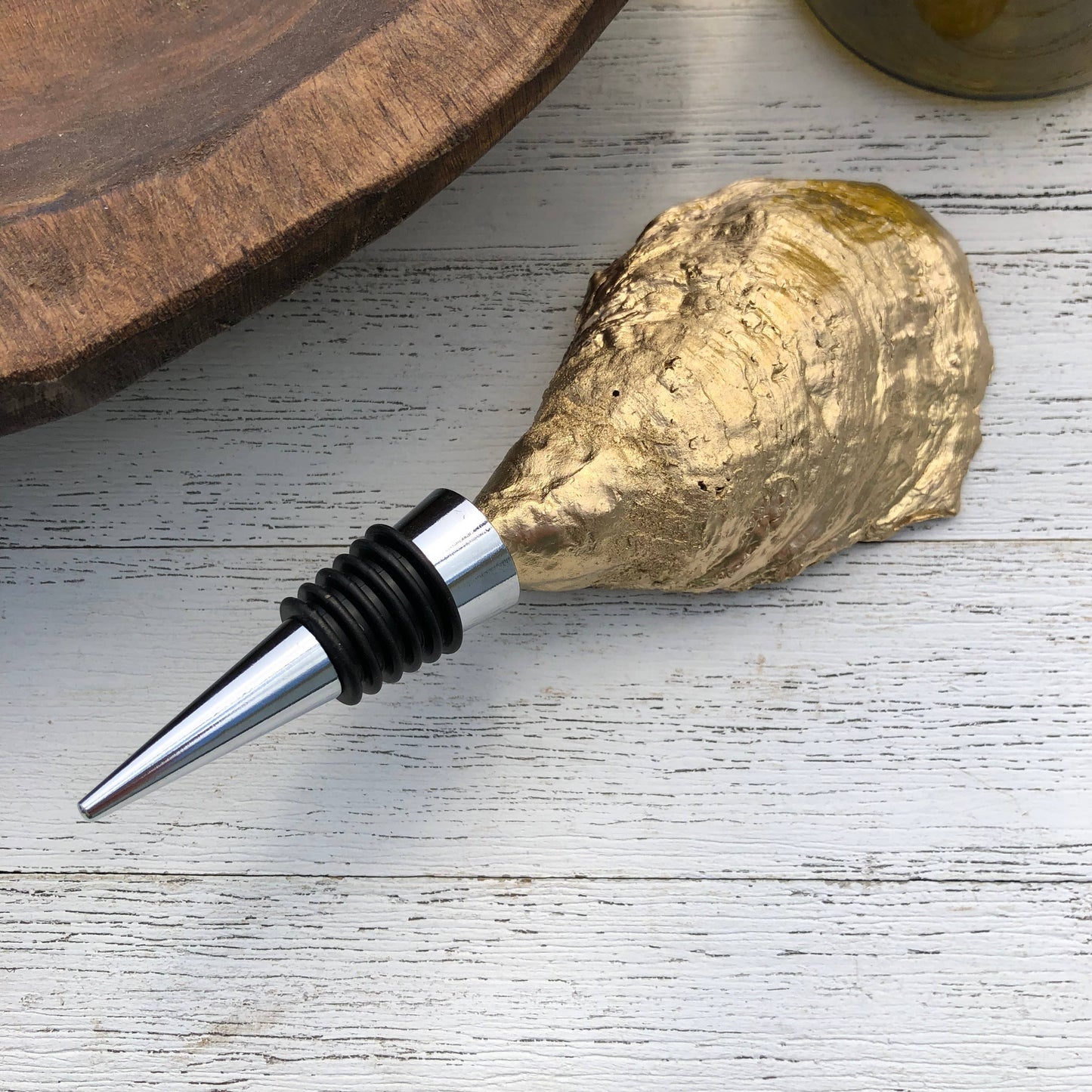 Oyster Wine Stopper--White Tobacco Leaf