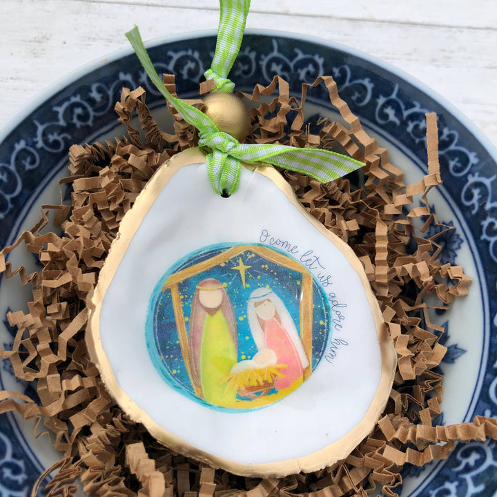Oyster Ornament | Holy Family Ornament | Nativity Scene