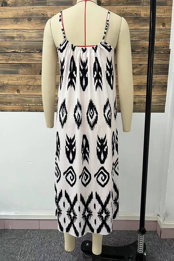 Spaghetti Stap Printed Maxi Dress