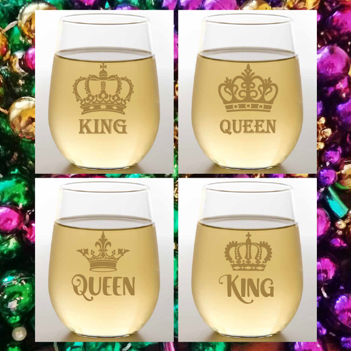 KING QUEEN METALLIC GOLD Tritan Unbreakable Wine Tumblers
