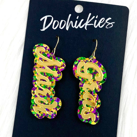 Layered Mardi Gras Earrings