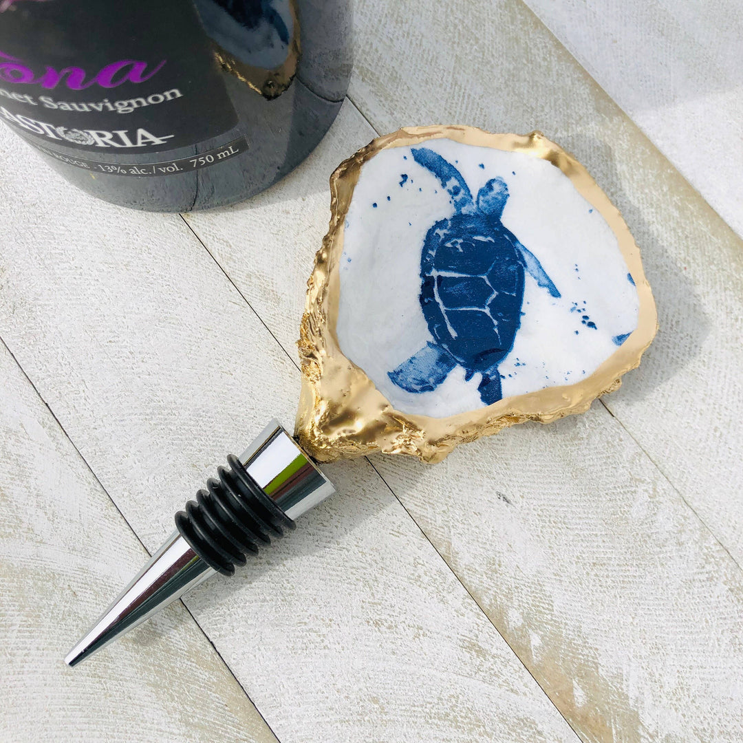 Oyster Wine Stopper--Sea Turtle