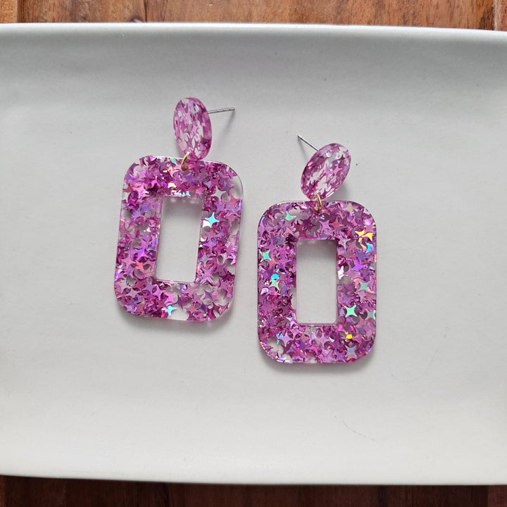 Margot Earrings - Pink Glitter // Spring, Summer, Sparkle