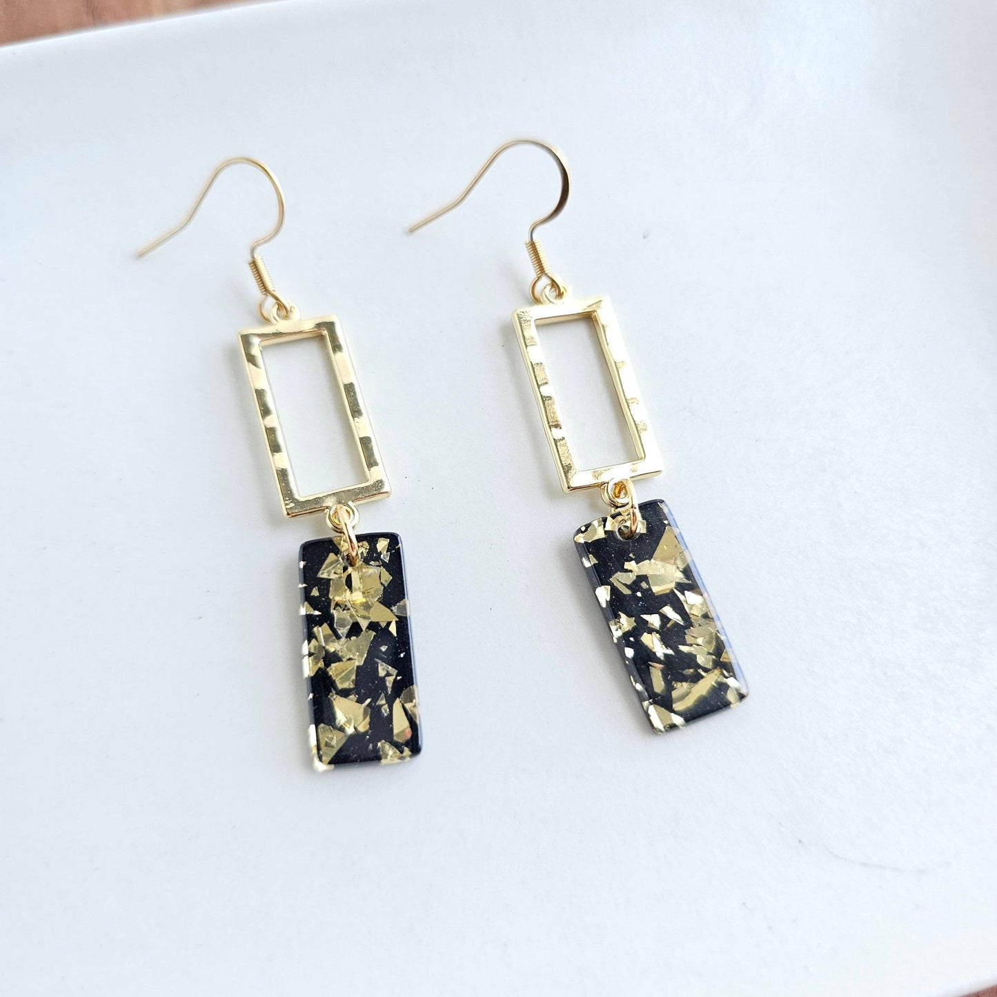 Raya Earrings - Black Gold Flake