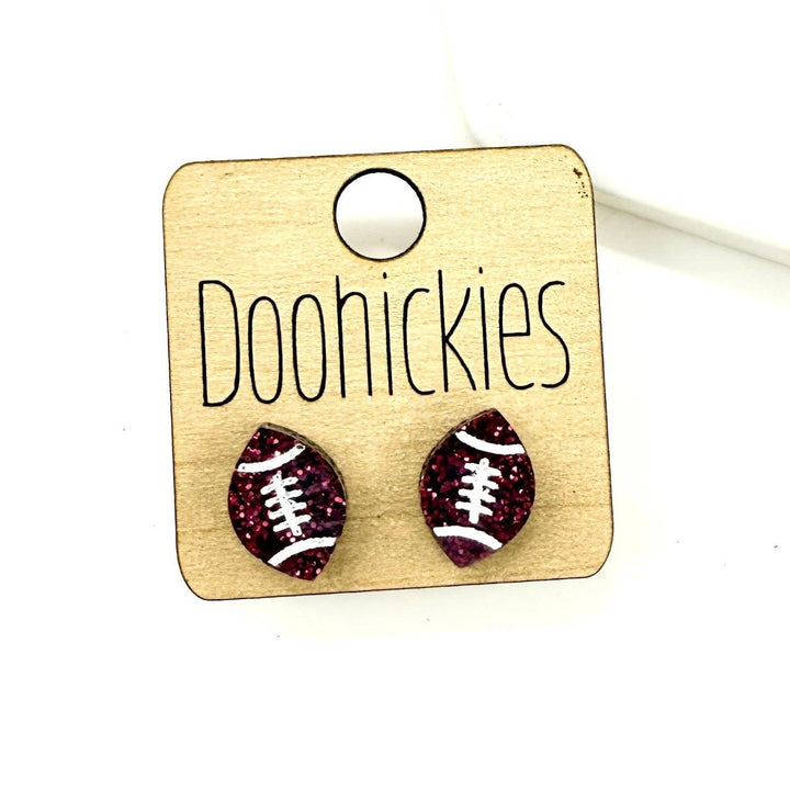 School Spirit Glitter Football Studs