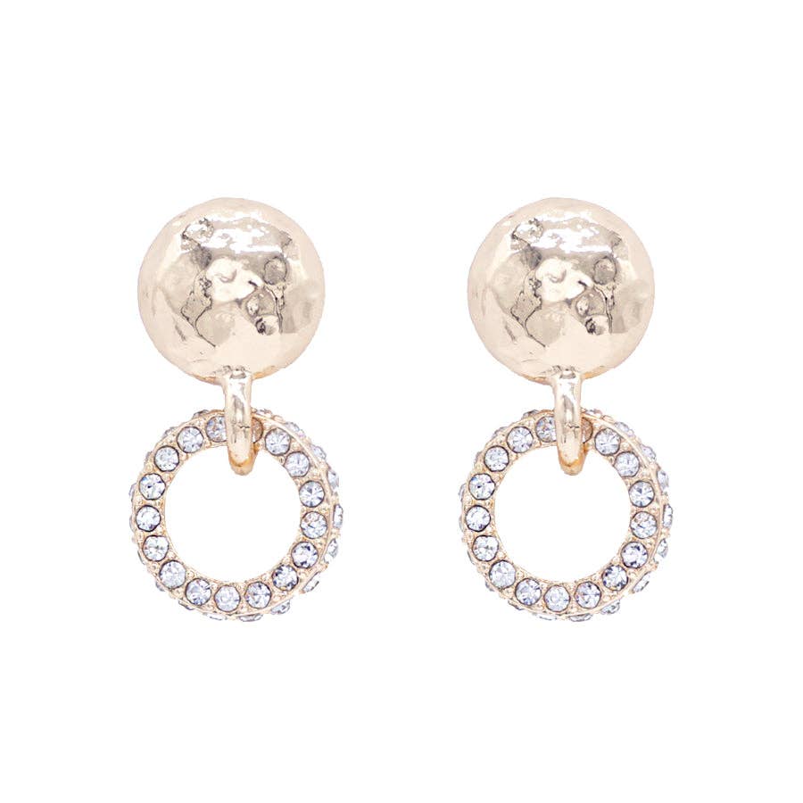 Gold Circle with Rhinestone Circle 1" Earring
