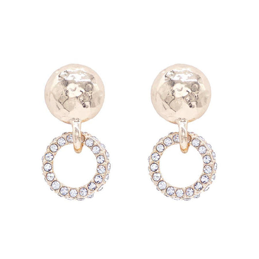 Gold Circle with Rhinestone Circle 1" Earring
