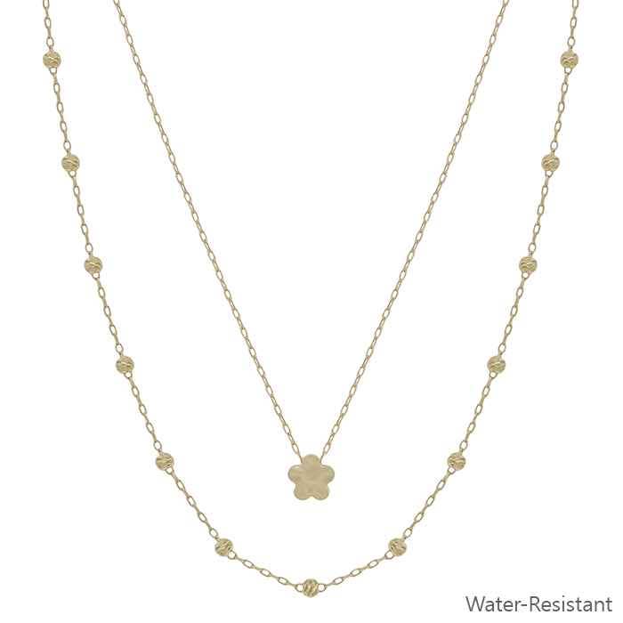 Water Resistan Beaded and Flower 16"-18" Necklace