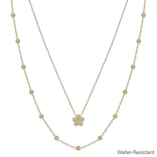 Water Resistan Beaded and Flower 16"-18" Necklace