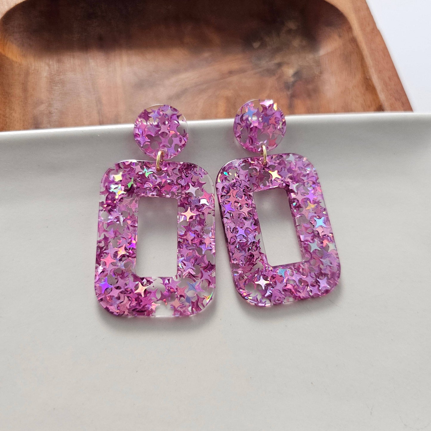 Margot Earrings - Pink Glitter // Spring, Summer, Sparkle