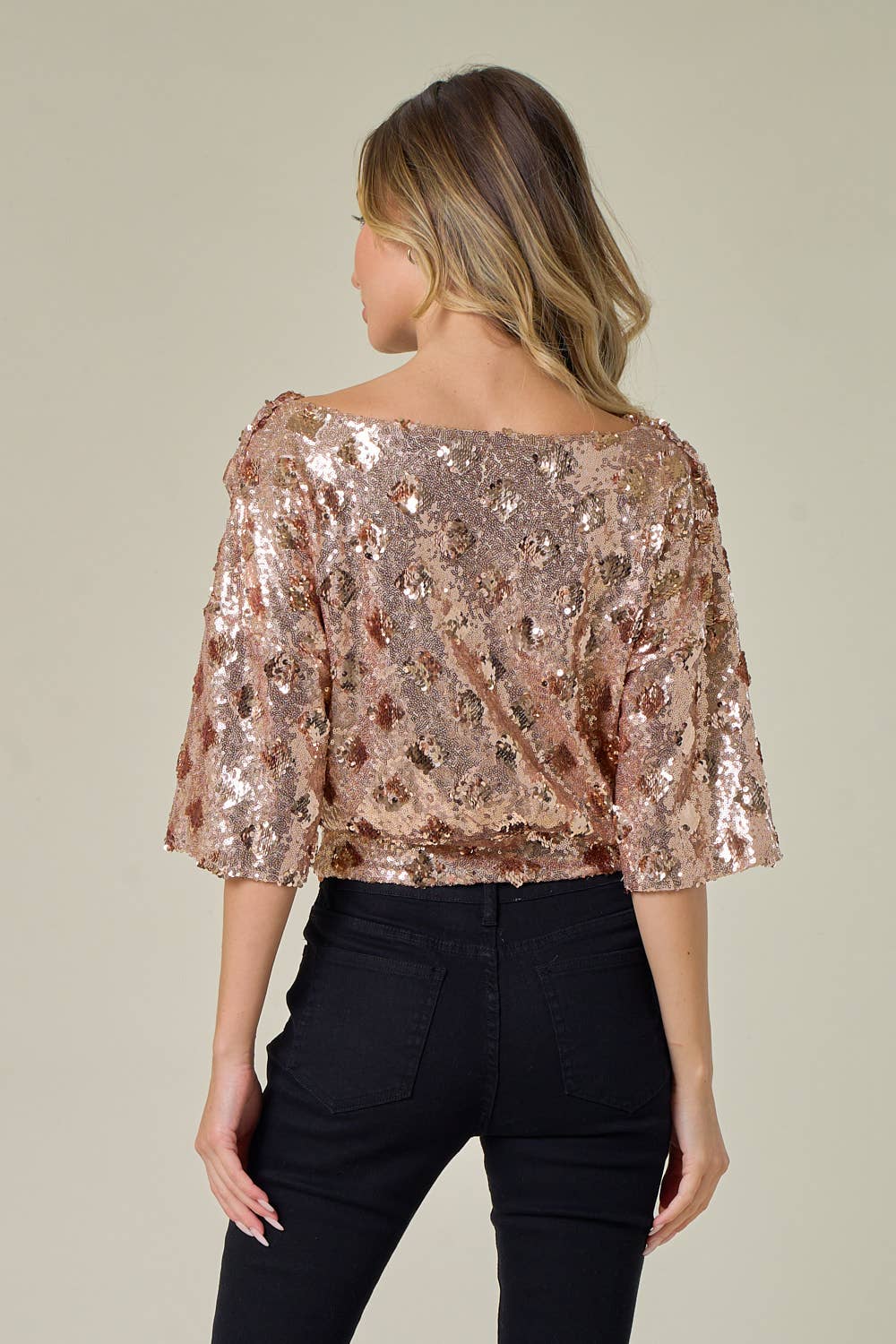 GOLD DROP SHOULDER SEQUIN TOP