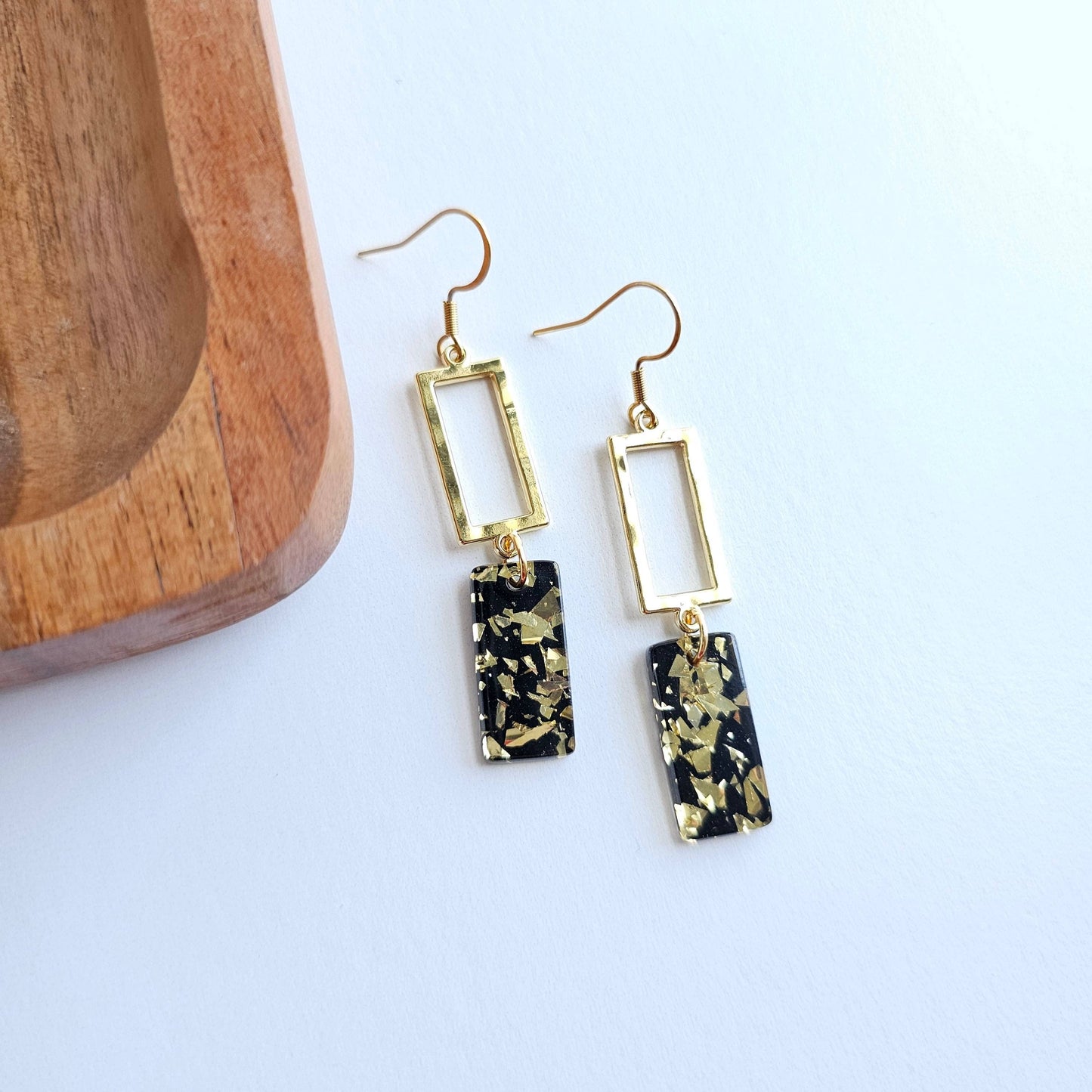 Raya Earrings - Black Gold Flake