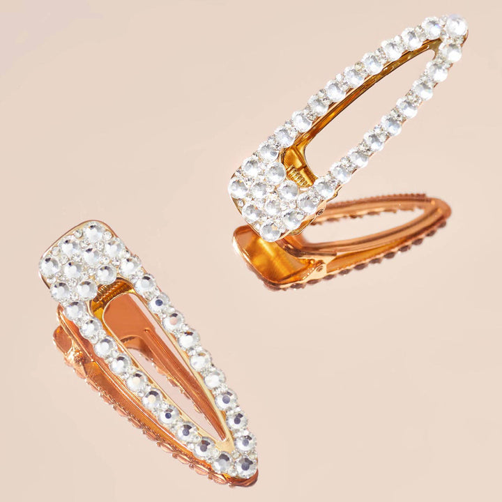 Metal Rhinestone Large Open Shape Hair Clip Gold