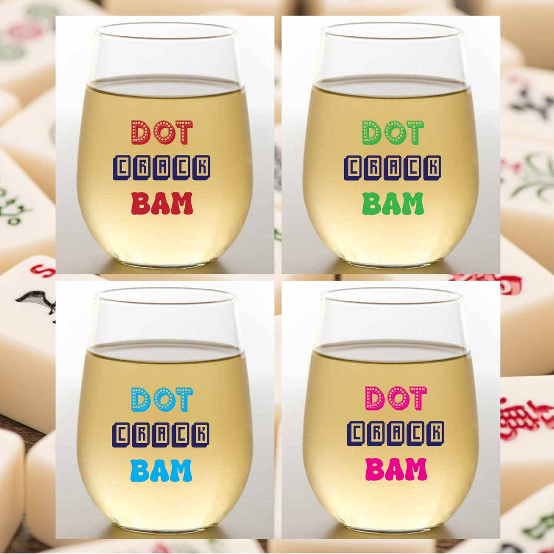 MAHJONG Unbreakable Tritan Plastic Stemless Wine Tumblers