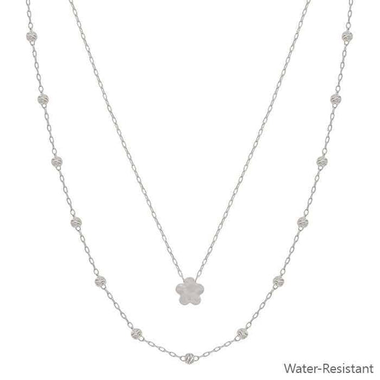 Water Resistant Beaded and Flower 16"-18" Necklace