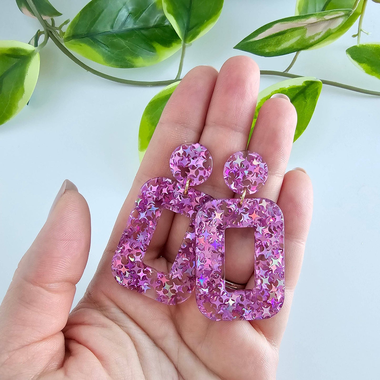 Margot Earrings - Pink Glitter // Spring, Summer, Sparkle